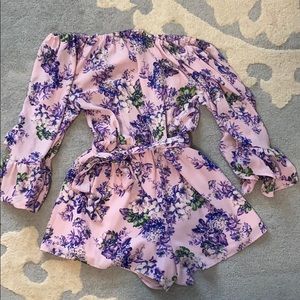 Purple floral romper